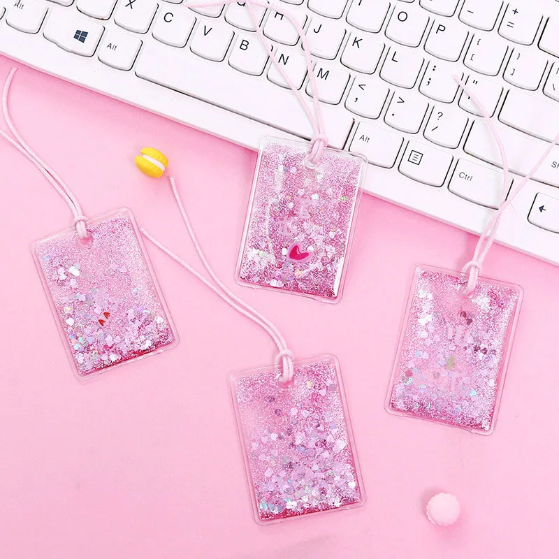 

Newest Flowing Sequins Bookmark Creative Oil Giltter Pink Blue PVC Book Marks For Girls Gift Korean Stationery School Supplies