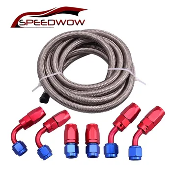 

SPEEDWOW AN12 Oil Fuel Hose Ends Fuel Adapters 0/45/90Degree Hose Fittings With 3M Black Brainded Hose Line Oil Cooler