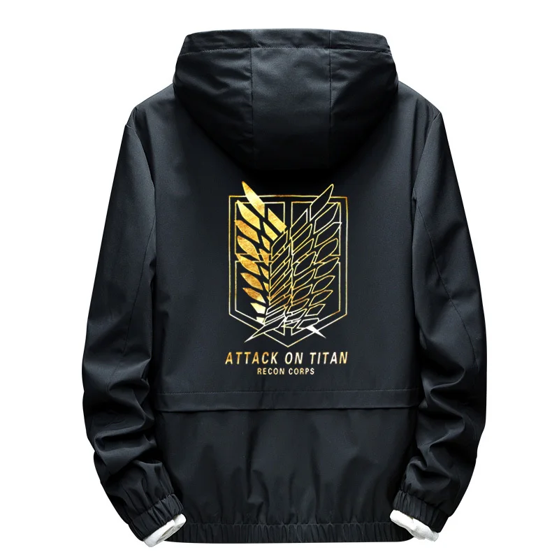 

Plus size Anime Attack on Titan Cosplay jacket Spring Shingeki no Kyojin Hooded Coat Casual Funny Print Windbreaker hoodie A9004