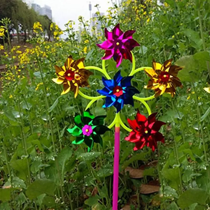 

Kids Toys 6 Wheel Colorful Plastic Sequins Windmill Whirligig Wind Spinner Home Yard Garden Decor Gifts