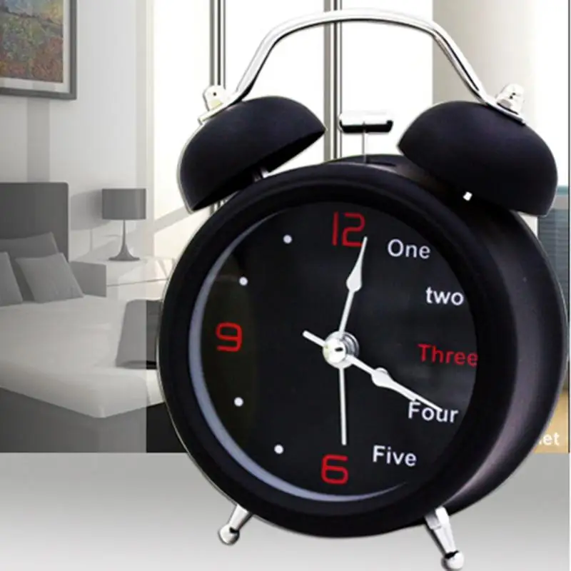 Mechanical Alarm Clock Retro Desktop Clock Round Metal Double Bell Table Clock Light Design Alarms Black White Mechanical Alarm Clock Retro Desktop Clock Round Metal Double Bell Table Clock Light Design Alarms Black White