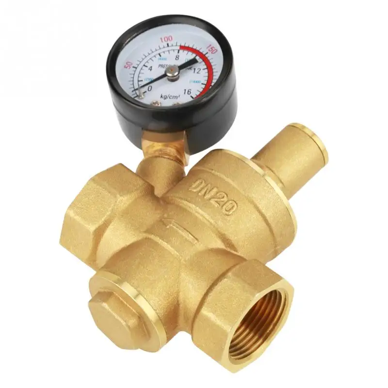 

DN15/N20/DN25 Brass Adjustable Water Pressure Reducing Regulator Reducer+Gauge Meter