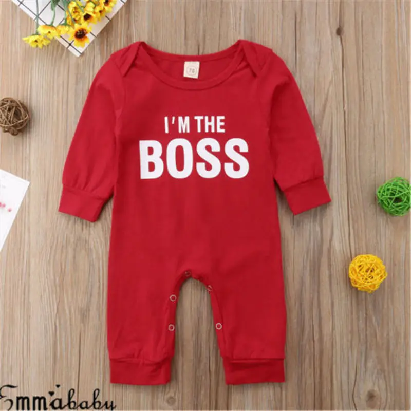 Emmababy الأزياء لطيف المولود الجديد الطفل أنا بوس رومبير وتتسابق عيد الميلاد الملابس هدايا للأولاد الفتيات الملابس قطرة السفينة