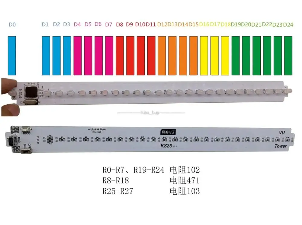 DYKB Профессиональный KS25 Голосовое управление СВЕТОДИОДНЫЙ музыкальный спектральный дисплей анализатор аудио стерео индикатор уровня ритм VU метр звуковая колонка