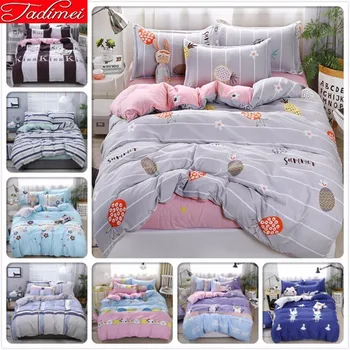 

3/4 pcs Bedding Set Adult Kids Child Soft Cotton Bed Linen Single Twin Double Queen King Size Duvet Cover Bedspreads Duvet Cover