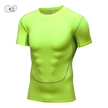 Новая сухая Мужская рубашка для бега с коротким рукавом для тренажерного зала Рашгард для фитнеса компрессионная рубашка топы Спортивные быстросохнущие тренировочные спортивные футболки