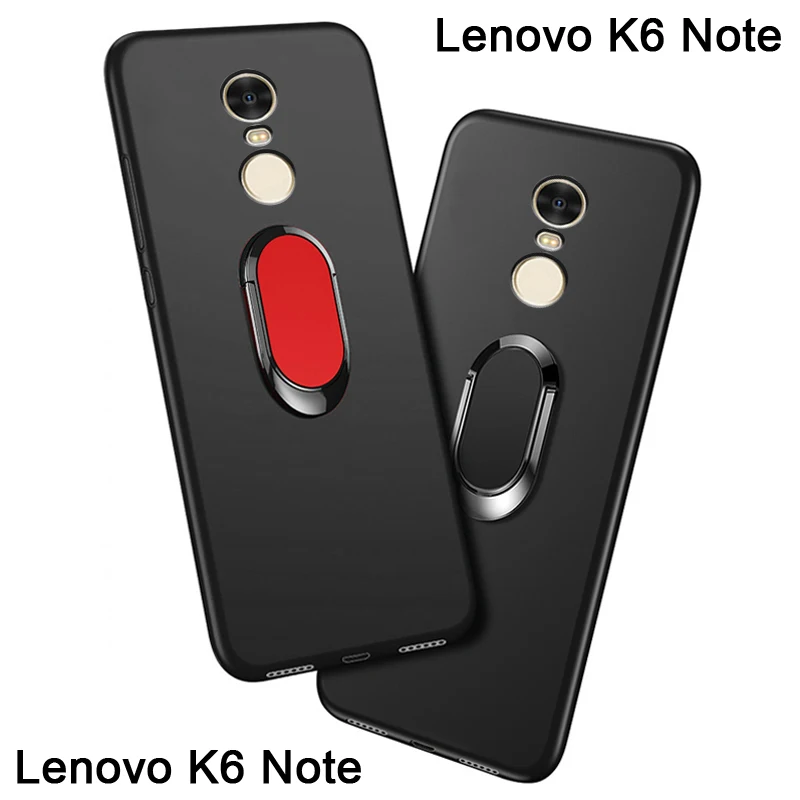 

K6 Note Cover for Lenovo K6 Note K53a48 Case luxury 5.5 Soft Black Silicone Magnetic Car Holder Ring for Lenovo K6 Note DUAL SIM