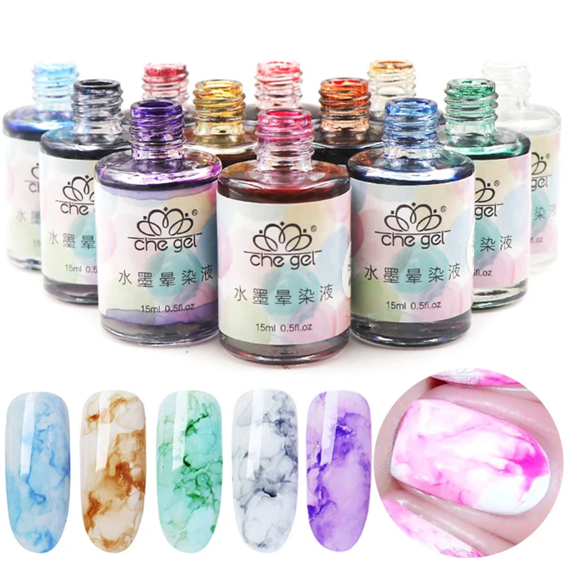 Sale 15ML Popular Nail Polish Watercolor Ink Water Dyeing Marble Pattern Colorful Nails Gel Art | Красота и здоровье