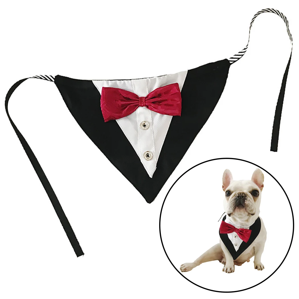 

Pet Dog Cat Gentleman Fashion Suit Butterfly Wedding Dress Bow Tie Triangle Fashion Decorative Cotton Dog Kerchief Pet Bandana