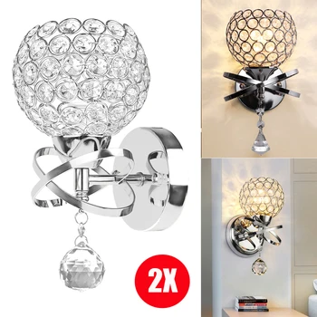 

2PCS Modern Style LED Wall Lamp Crystal Pendant Stair Light Holder E14 Socket (No Bulb Included) Home Decoration Lighting