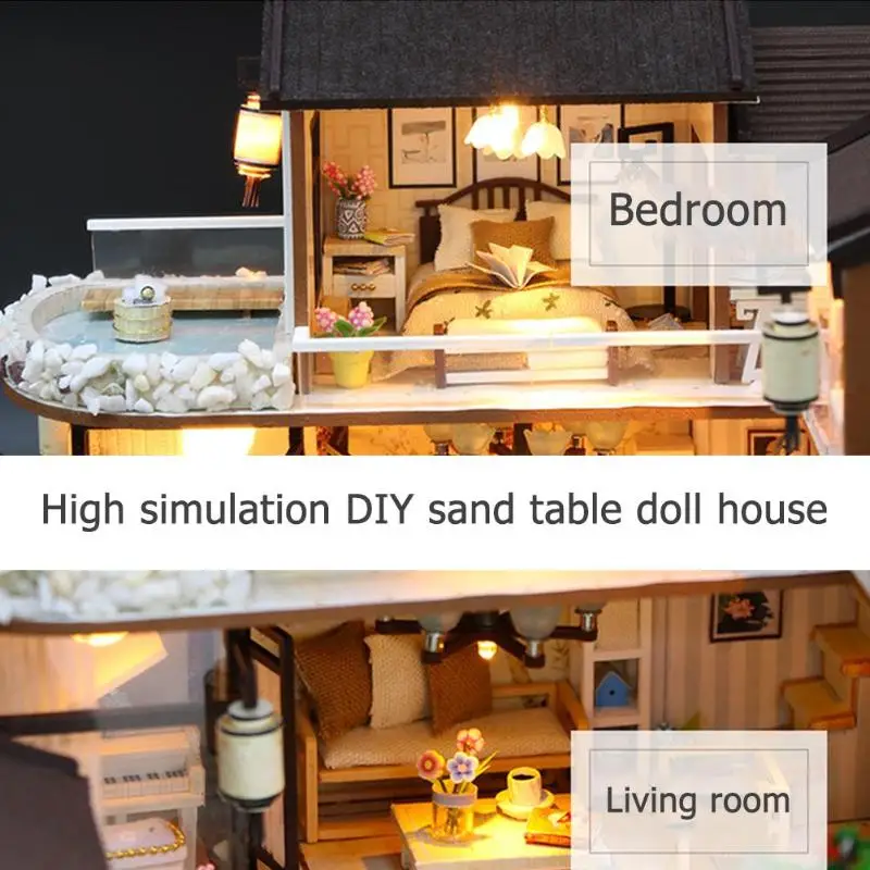 Creative Miniature Dollhouse Kit for Kids DIY Furniture Wooden Dolls House Assembled Toys Children DIY Handmade House Model Toy