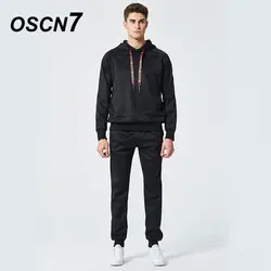 OSCN7 Твердые досуг костюм для мужчин мода плюс размеры повседневное Chandal Hombre Completo 2 шт. Уличная спортивный TZ22