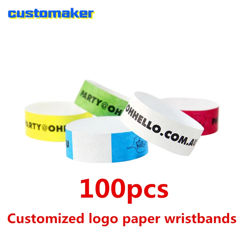 

100pcs custom logo tyvek wristband for events party printing tyvek paper wrist band cheap customized ID bracelet for entrance