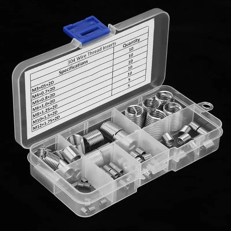 

60pcs/lot Wire Tapping Thread Insert Screws Stainless Steel M3-M12 Repair Insert Kit Fastener Connection Tools