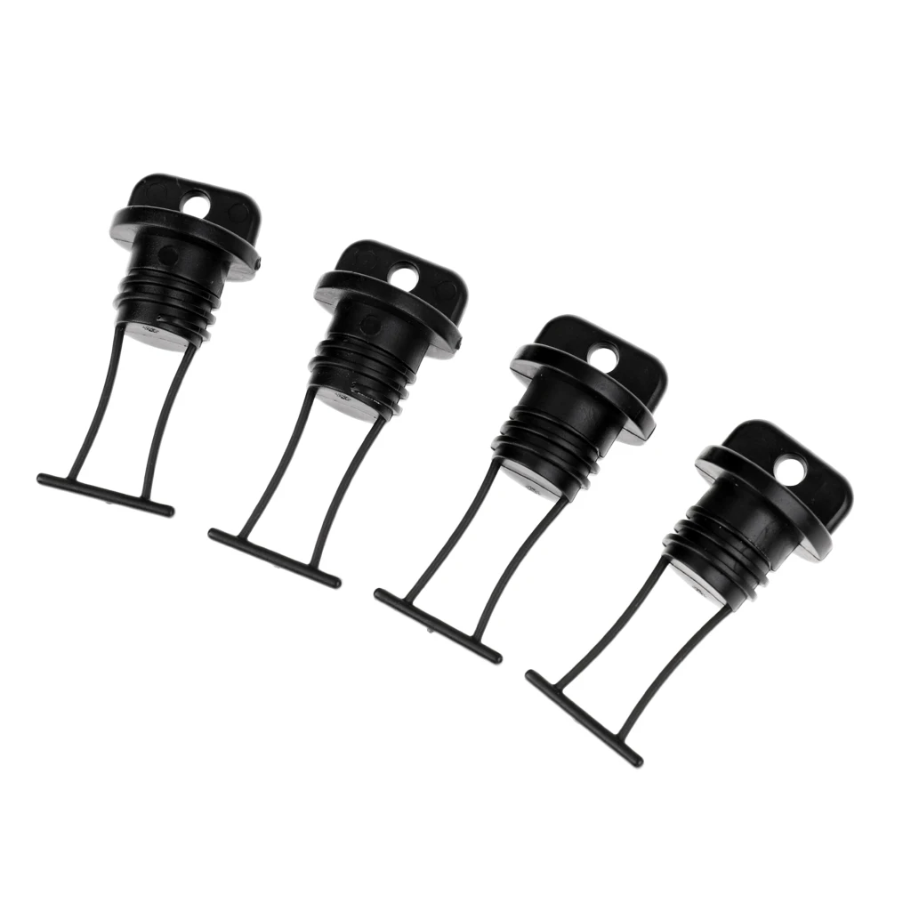 

4 Pieces Universal Dinghy Kayak Canoe Boat Hull Thread Drain Plugs Replacement Kayak Accessories Black