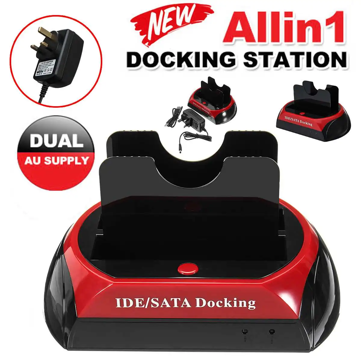 

All in One Dual Bay 2.5 Inch 3.5 Inch HDD Docking Station USB 2.0 to IDE SATA Hard Disk Cloning Dock With Card Reader