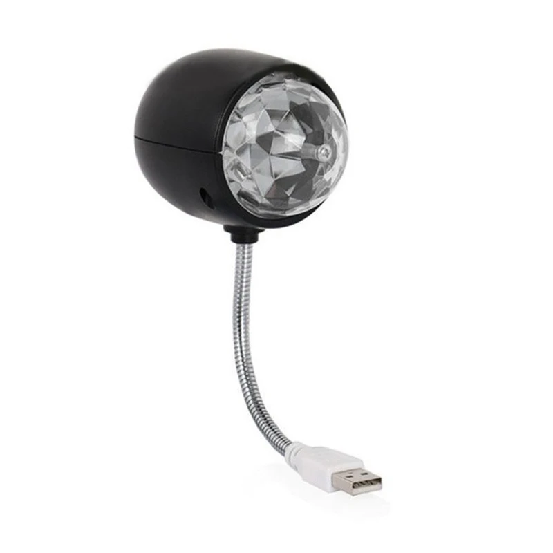 USB Disco Ball Lamp Rotating RGB Colored LED Stage Lighting Party Bulb with 3W Book Light Powered (Black) | Освещение