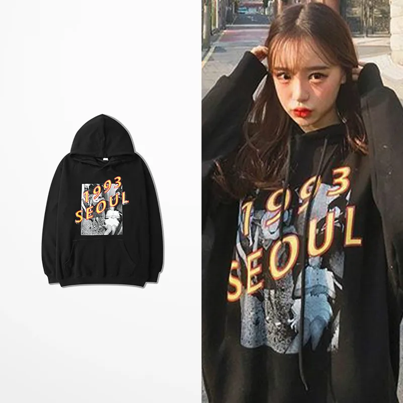 Tide Brand Autumn Winter Warm Mens Hoodies And Sweatshirts 1993 Seoul Print Justin Bieber Purpose Tour Sweatshirt Men Kpop 3XL