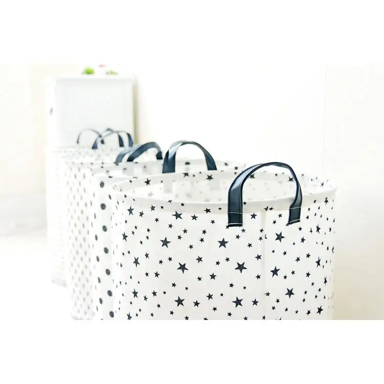 1 قطعة سلة الغسيل القابلة للطي في القطن و الكتان للأطفال المحمولة دائم المنظم سلة التخزين تخزين (ستار نمط