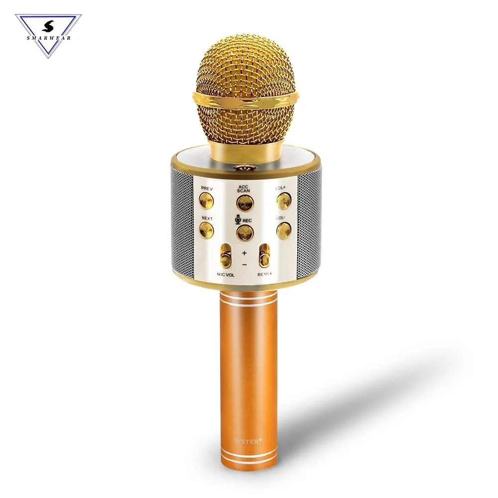 

WSTER WS858 Wireless Bluetooth Karaoke Microphone Stereo Mic KTV USB Speaker Player TF Card Music Singing Record Magic Sound Mic