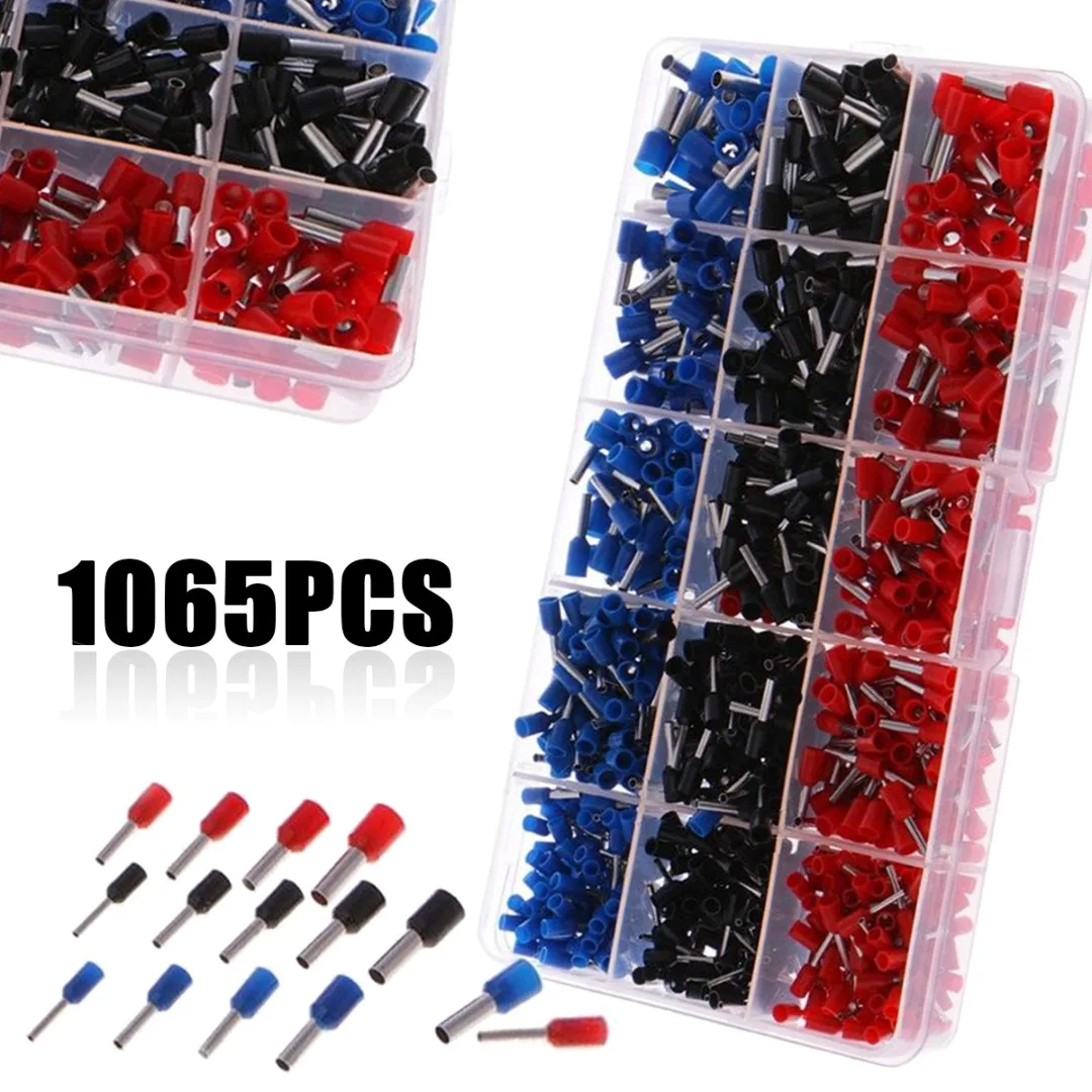 

1065pcs/set Insulated Cold Pressed Wire Terminals Bootlace Ferrules Copper Cord End Terminal Ferrules Kit