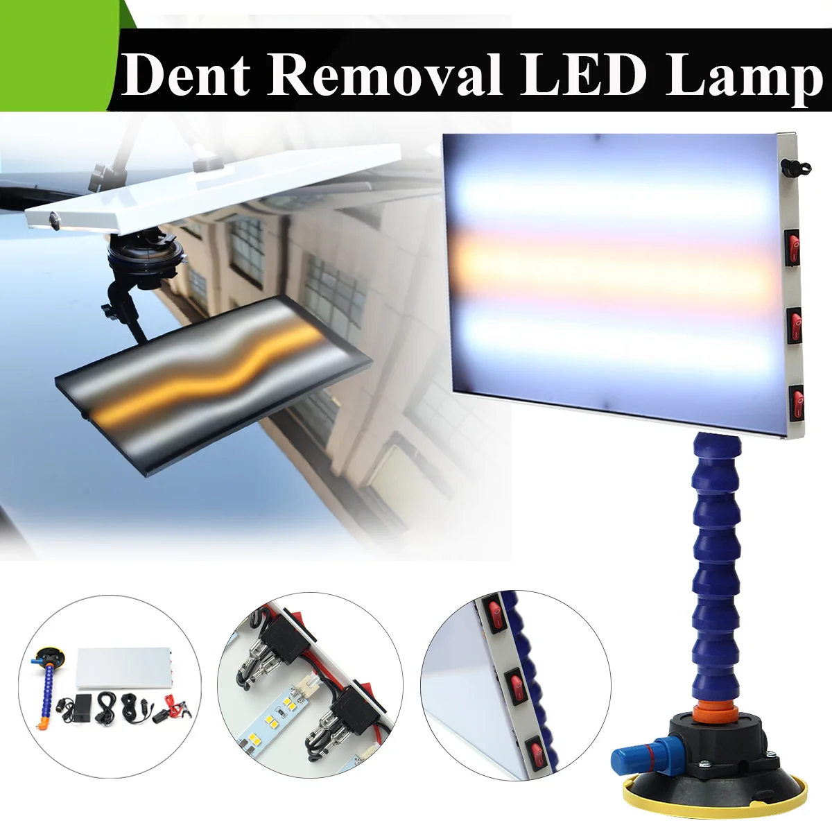 

1 Set Professional Car Dent Repair 3xLED Strip Light Lamp Flat Tools Kit Bag Repair Tools Car Auto Maintenance Removing Dents