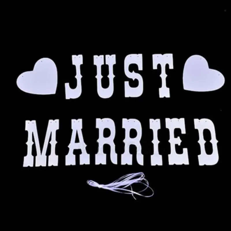 

1pc Wedding Decoration Vintage JUST MARRIED Wedding Card Banner Photo Props Bridal Party Decoration Christmas Decor A30