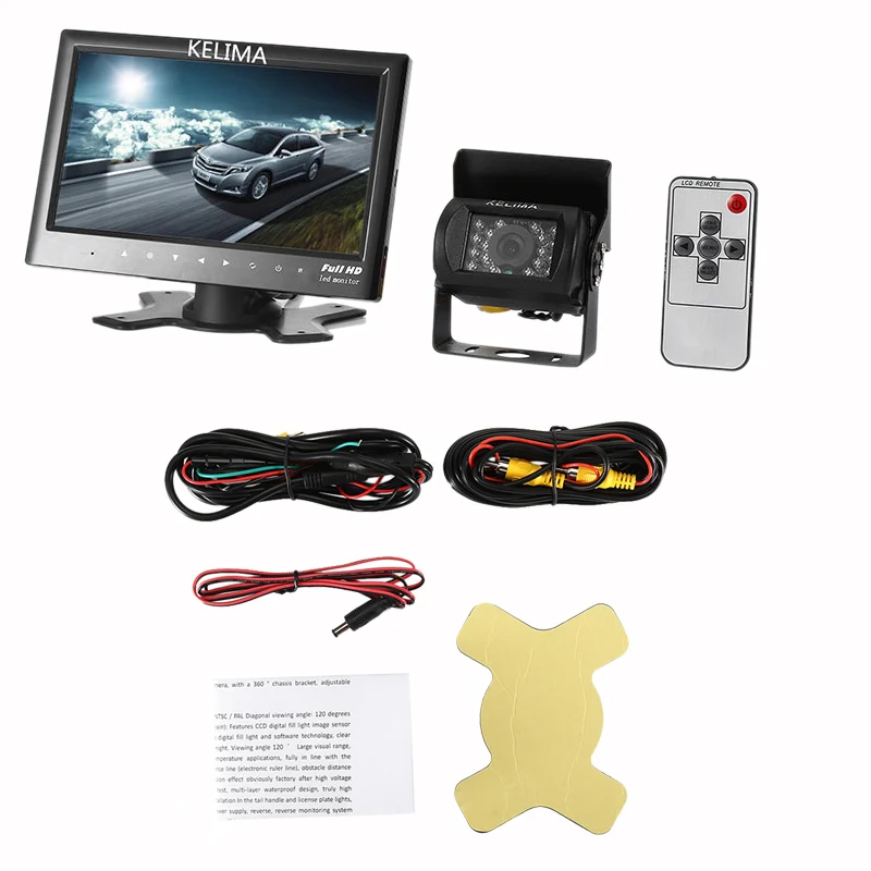 

18 Led Hd Monitor 7 Inch Car Parking Reverse Rear View Camera Ip56 Night Rear Monitor