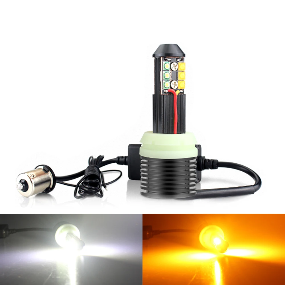 2Pcs Car Turn Signal DRL BA15S 1156 P21W BAU15S PY21W BAY15D P21 5W Double Colors font
