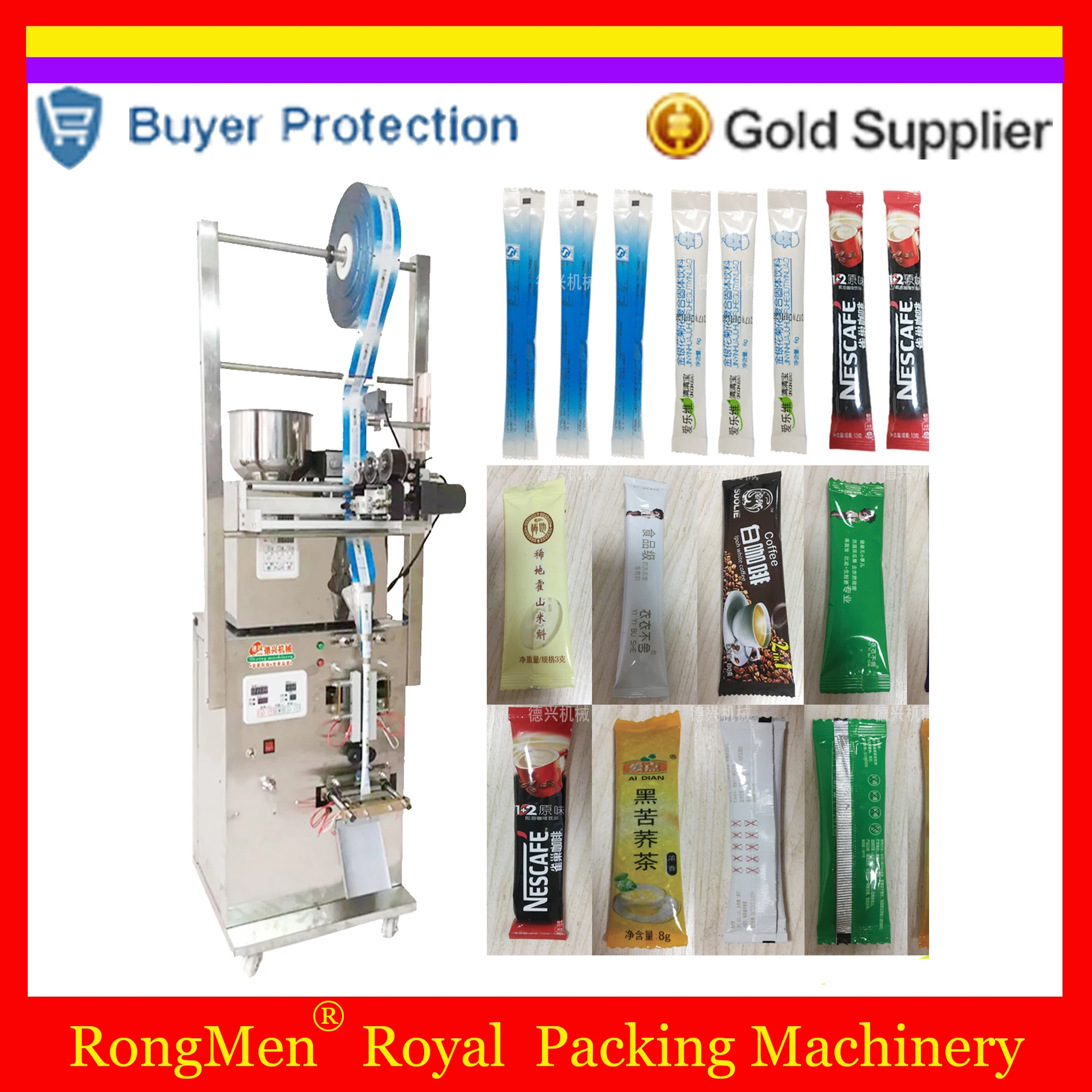 

colourfull bags herb filling and weighing machine tea leaf powder grain,medicine,seed,salt rice + packing and sealing machine