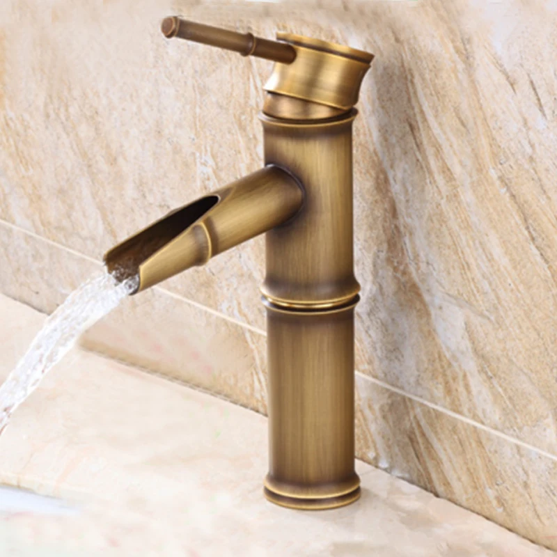 Bathroom Faucet Brass Basin Faucets Luxury Tap Tall Bamboo Hot