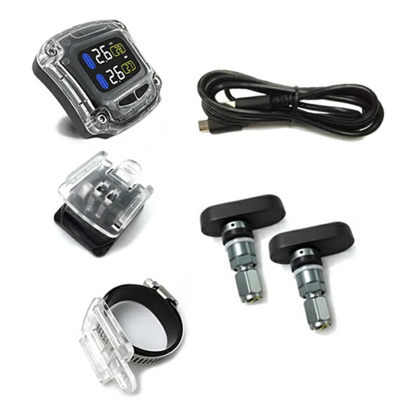 

Motorcycle TPMS Colorful Display 2Internal Sensor for Bicycle Motor Tire Pressure Monitoring System Real-time Tyre Alarm Protect