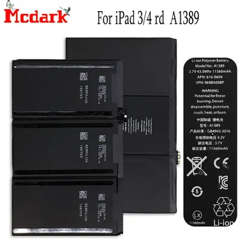 

For iPad 3/4 rd A1389 Laptop Batteries Replacement 11560mAh Back Up Bateria For iPad 3/4 rd A1403 A1416 A1430 A1433 A1459 A1460