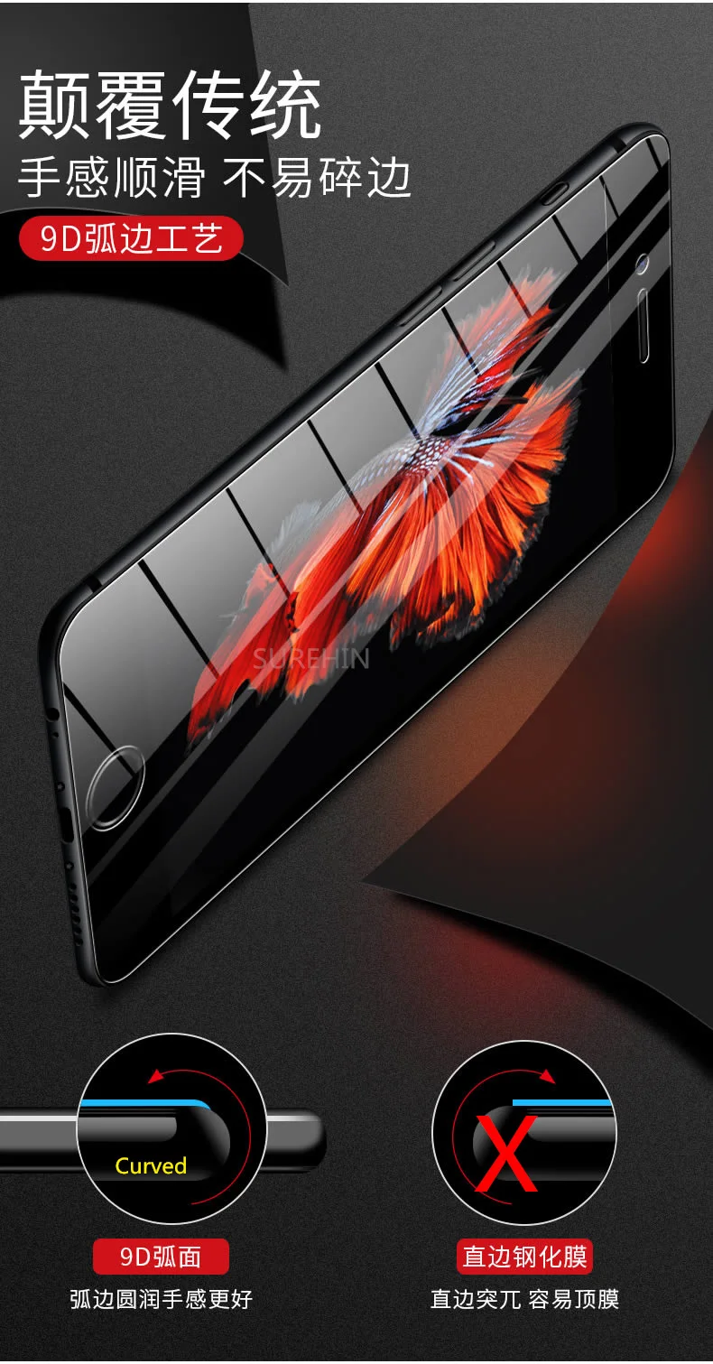 Закаленное стекло для apple iPhone xs max xr 6 6S 7 8 plus 1 5 шт. защита экрана с закругленными