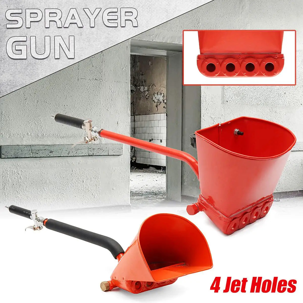 

4 Jets Sprayer Air Stucco Sprayer Mortar Sprayer Wall Mortar Guns Stucco Shovel Hopper Ladle Cement Spray Plaster Hopper Guns