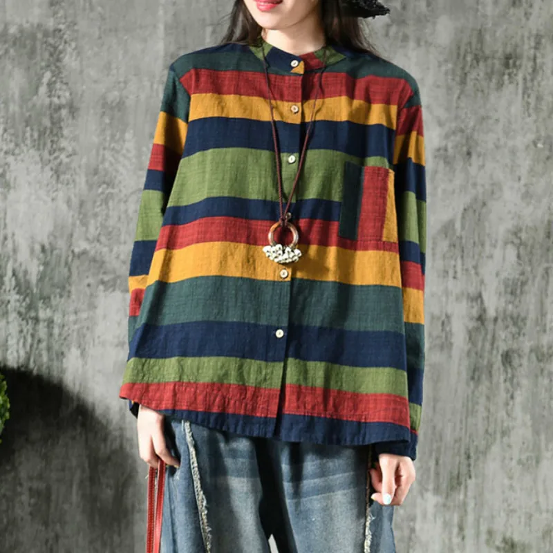 Spring Women Striped Blouse Shirt Long Sleeve Blouse O-neck Shirts Casual Tops Blouse et Chemisier Femme Blusas Mujer de Moda