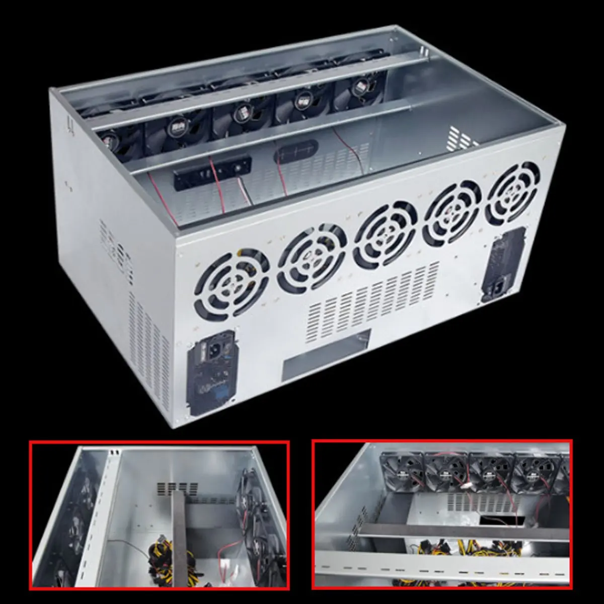 668*448*330mm 12GPU 7.5U 10 Fans Open Air Pro Mining Computer Alloy Case Frame Case Mining Rig Case Chassis SECC High Quality