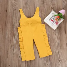 Pudcoco Kids Girls Overalls Strap Pure Color Edgefold Romper Jumpsuit Chalaza Bib Pants Outfit Clothes