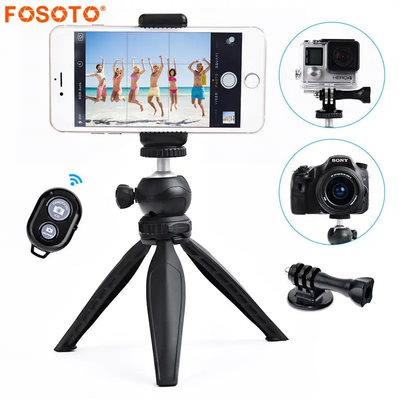 

fosoto FT-288 Flexible Mini Tripod with Phone Holder Mount Ball head 360 Degree for DSLR GoPro Digital Cameras Camcorder Monopod