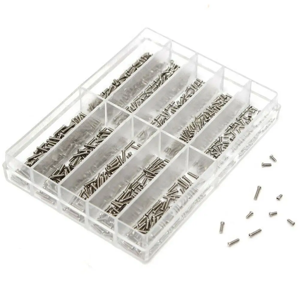 

500pcs Stainless Steel M1.2 Cross Screws 1.6 - 6.0 mm fasteners Sunglass Watch Nuts Repair None Set Kits Phone Tablet Screw