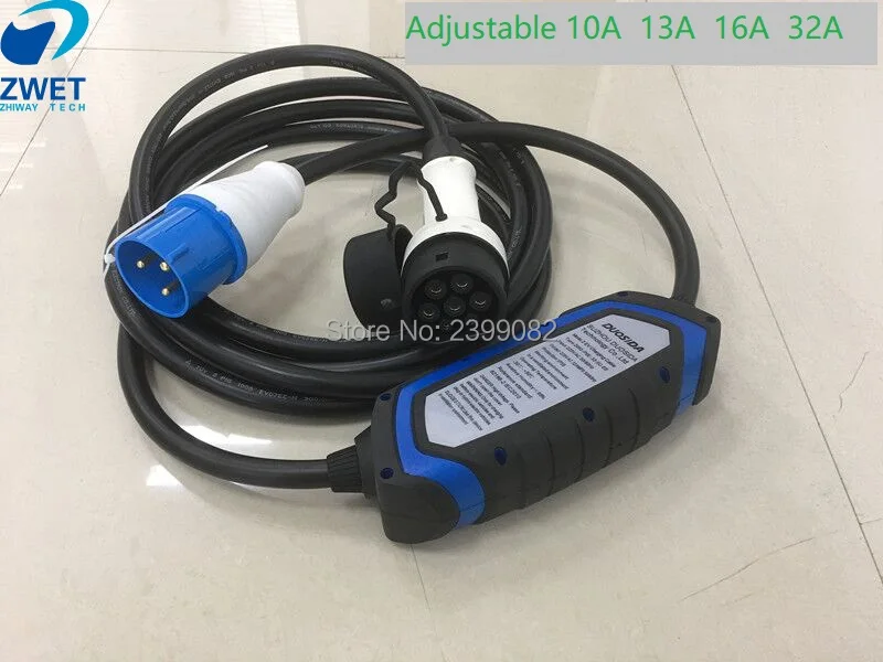 

Duosida IEC 62196-2/32A Type 2 electric vehicle chargerad adjusted to 10A 13A 16A 32A new electric car charger cable is 5 meters