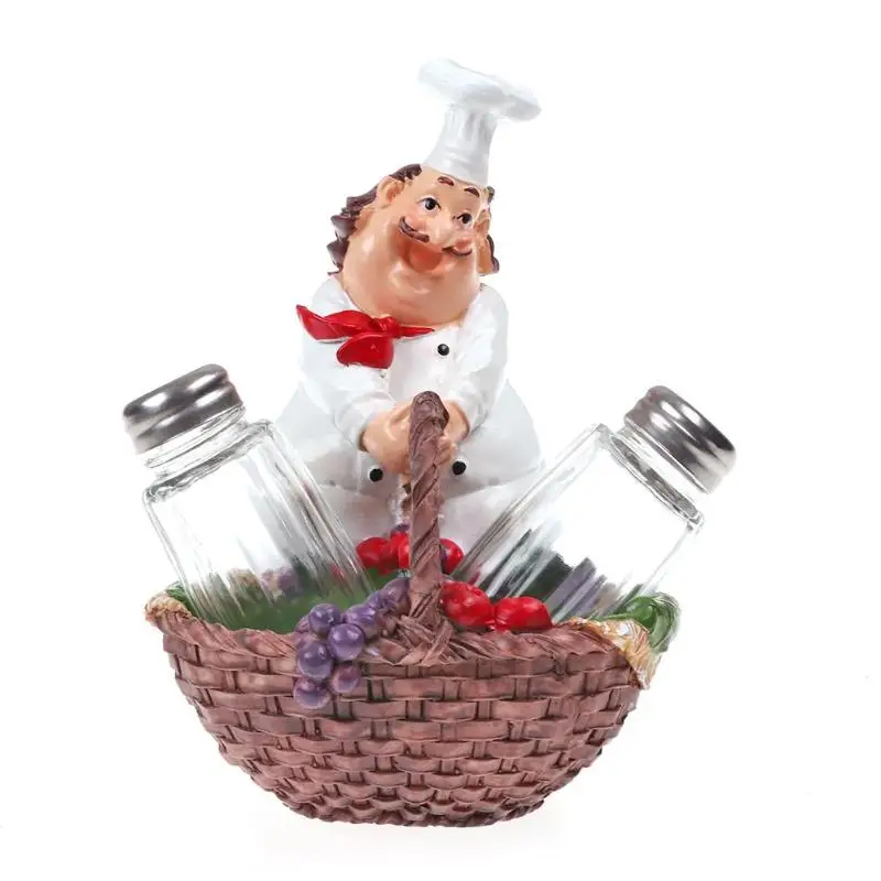 1pc Cute Resin Kitchen Chef Figurine Chef Miniature Cook Statue