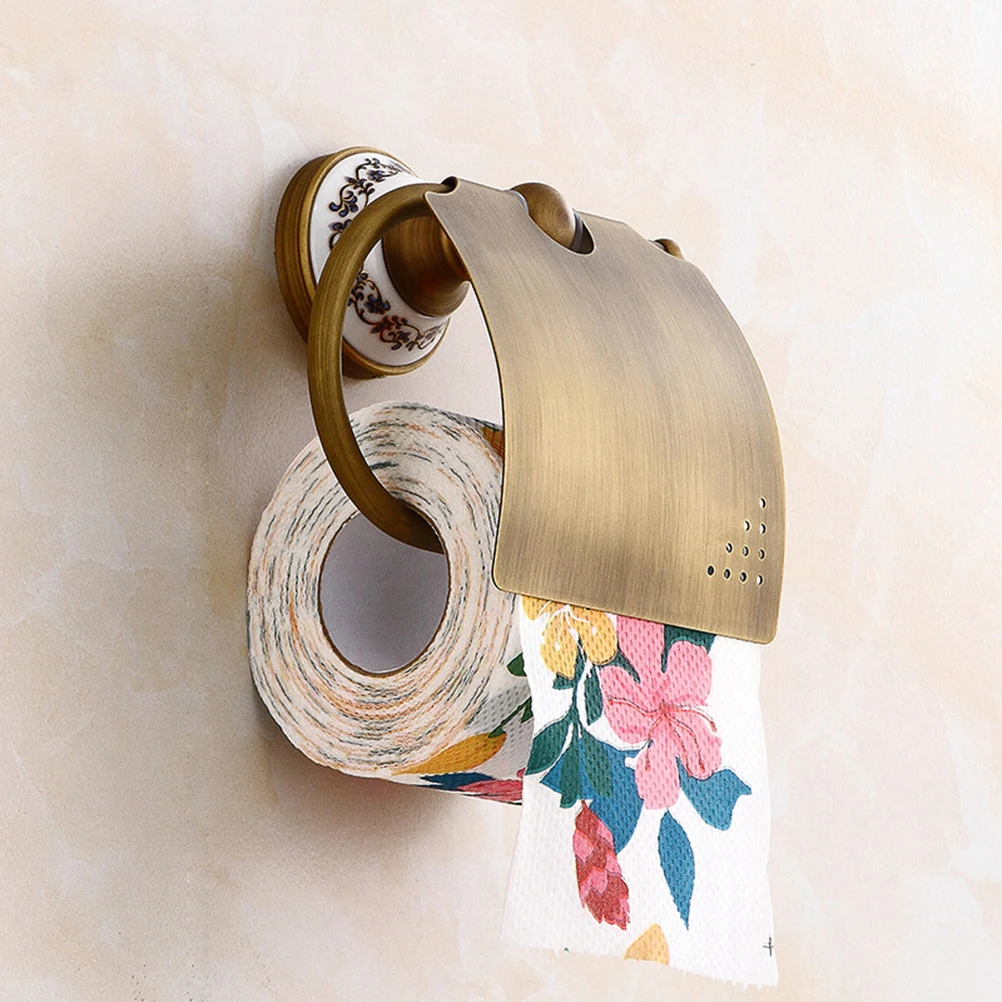 

Vintage Toilet Paper Holder Finish Brass Bathroom Paper Tissue Holder Storage Shelf