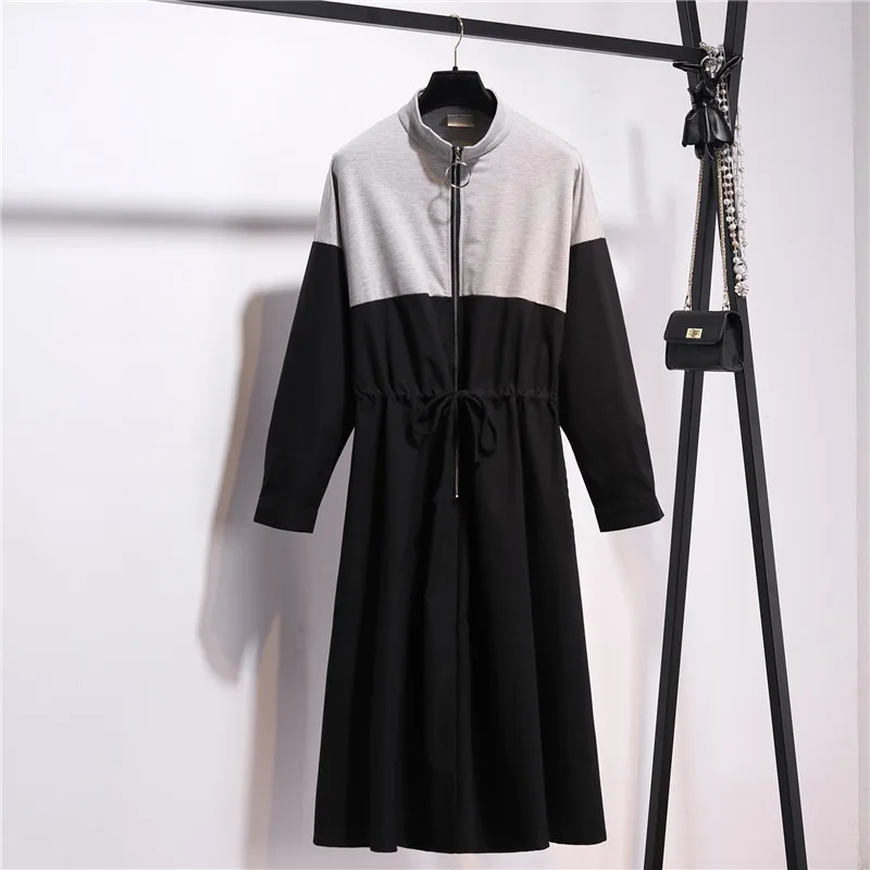 2019 New Spring Office Lady Maxi 4XL Women Vestido Over size Dresses Autumn Dress Women Long Sleeve Dress