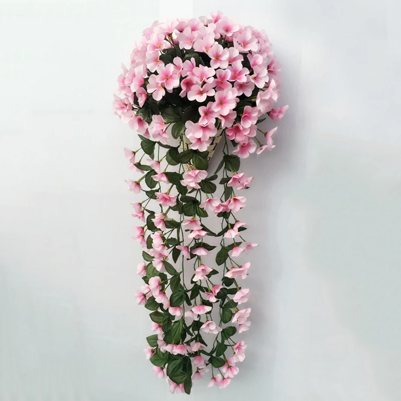 Silk 2pcs Nice Artificial Violet Flowers With Leaves Wallflower Wisteria Vine Hanging For Home Balcony Wedding Decor Silk 2pcs Nice Artificial Violet Flowers With Leaves Wallflower Wisteria Vine Hanging For Home Balcony Wedding Decor