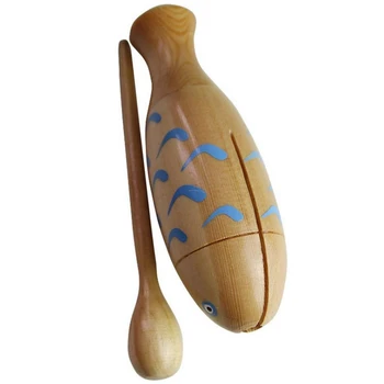 

Wooden Fish-Shaped Clappers Percussion Stick Music Instrument