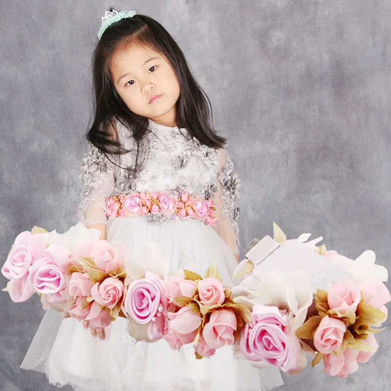 

fashion child rose flower White Wedding girl girdle waist seal girl girdle Bridal Belts princess Dress decoration for women's