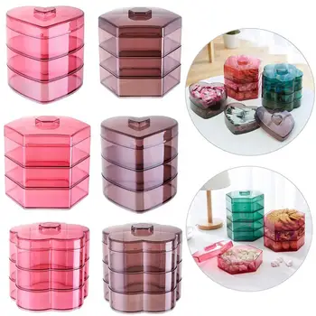 

Multi-layer Plastic Dried Fruit Plate Case with Lid Grid Snack Holder Candy Dish Tray Box Case for Home Living Room Office