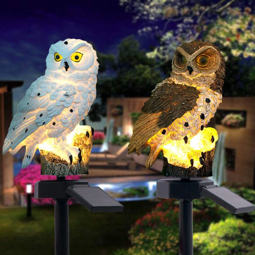 White/Brown Owl Solar Light With Solar LED Panel Fake Owl Waterproof  Outdoor Solar Powered Led Path Lawn Yard Garden Lamps|Solar Lamps| -  AliExpress