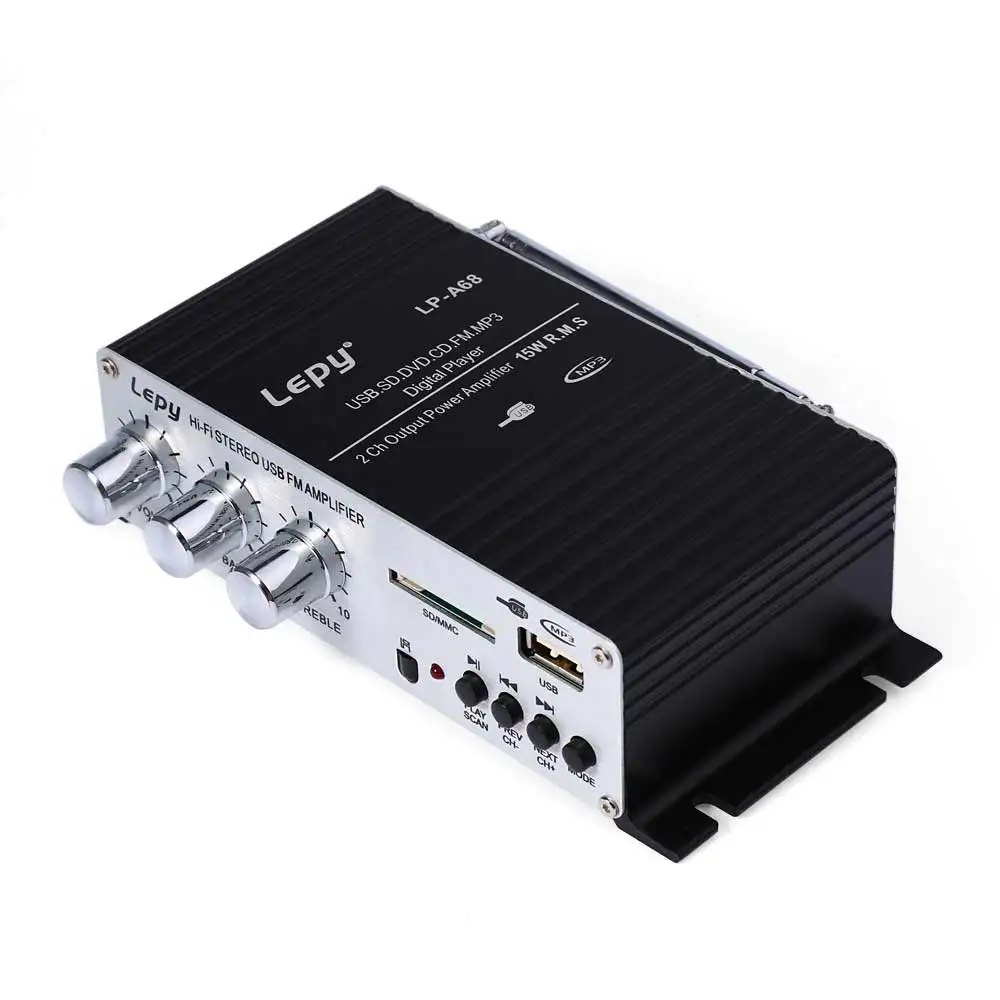 LP A68 Mini 12 в USB sd FM U диск автомобильный усилитель светодиодный дисплей с пультом